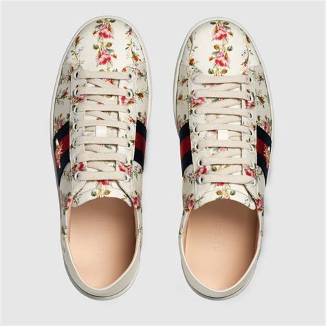 gucci ace rose print sneaker|Gucci ace embroidered sneaker.